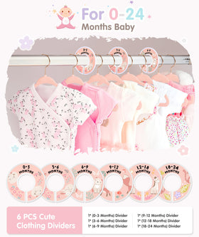 VIS'V velvet hangers with size dividers help sort clothes by age 0-24 months.