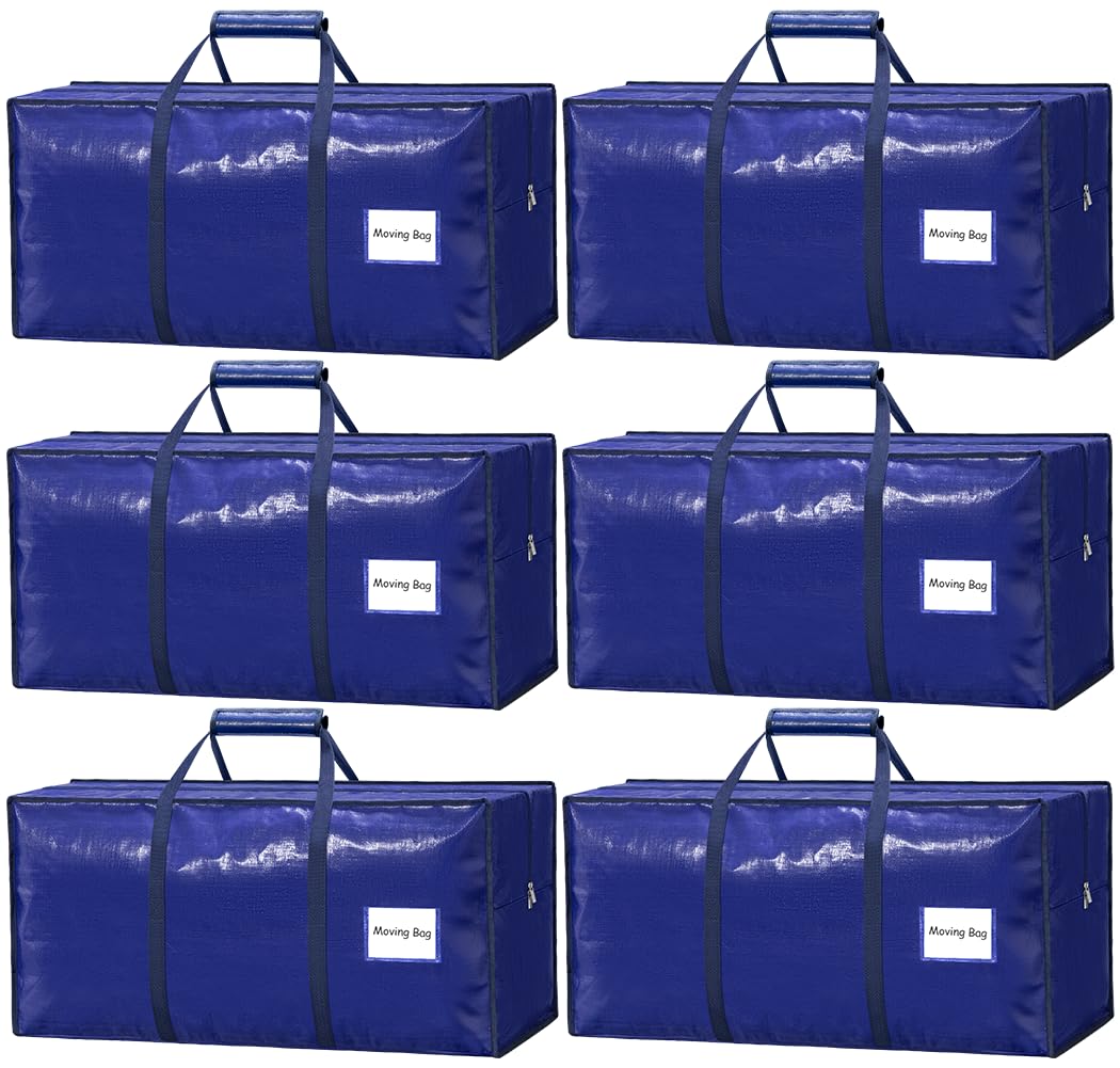 VISVEIL 6Pack moving bags with closed zippers for secure packing during moves.
