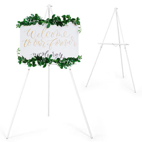 VISWIN 63-inch white easel stand displaying signs at an event