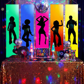 VitalCozy 70s disco banner designs showcase music notes and silhouettes for retro flair.