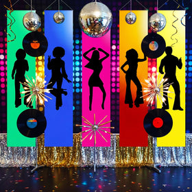 VitalCozy 70s disco banner easy setup with poles and rope for quick hanging.