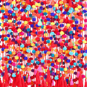 VitalCozy colorfully arranged pom-pom garland in 59-inch length brightens any room