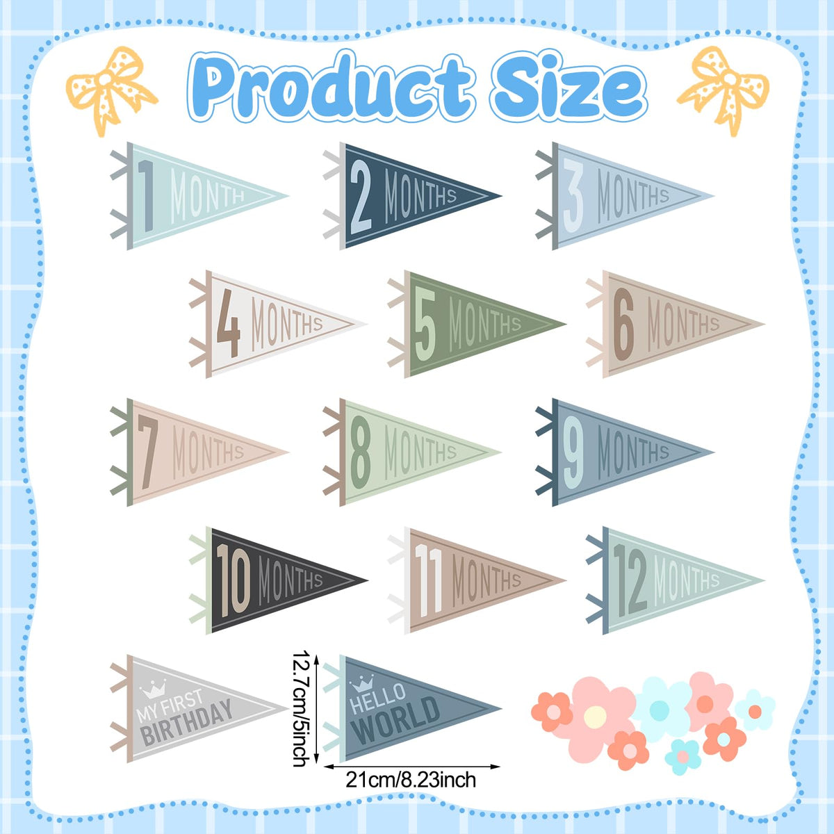 VitalCozy Ocean color baby pennants closeup showcases soft felt texture and vibrant prints.