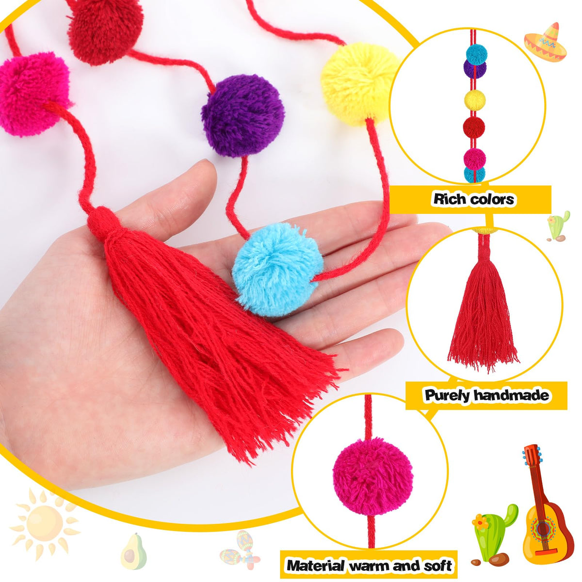 VitalCozy soft polyester pom-poms are durable and touch-friendly