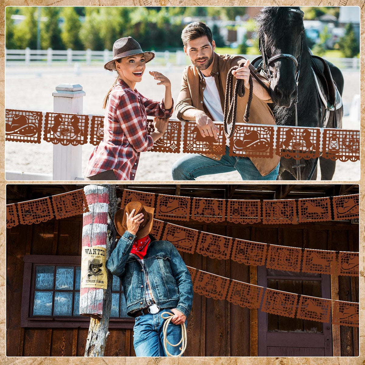 VitalCozy paper-cut banner brown color ready for indoor and outdoor use in fiestas.