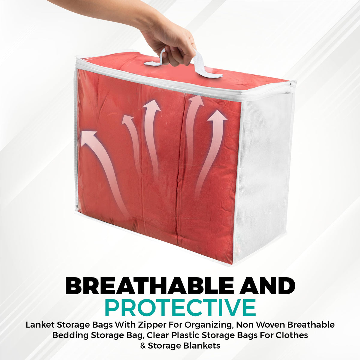 VitalUp multi-use bag stores bedding, sheets, and extra blankets neatly.