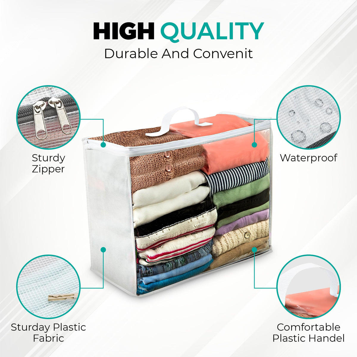 VitalUp durable storage bag keeps linens organized in closets or under beds.