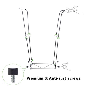 Viterlight trash bag holder in yard setting supports grass and leaves cleanup.