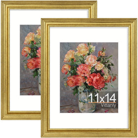 Vittanly 11x14 ornate gold frame on wall display, two-pack for elegant gallery displays.