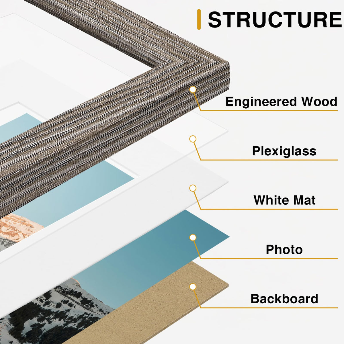 Vittanly 5x7 dark grey collage frame for contemporary shelves