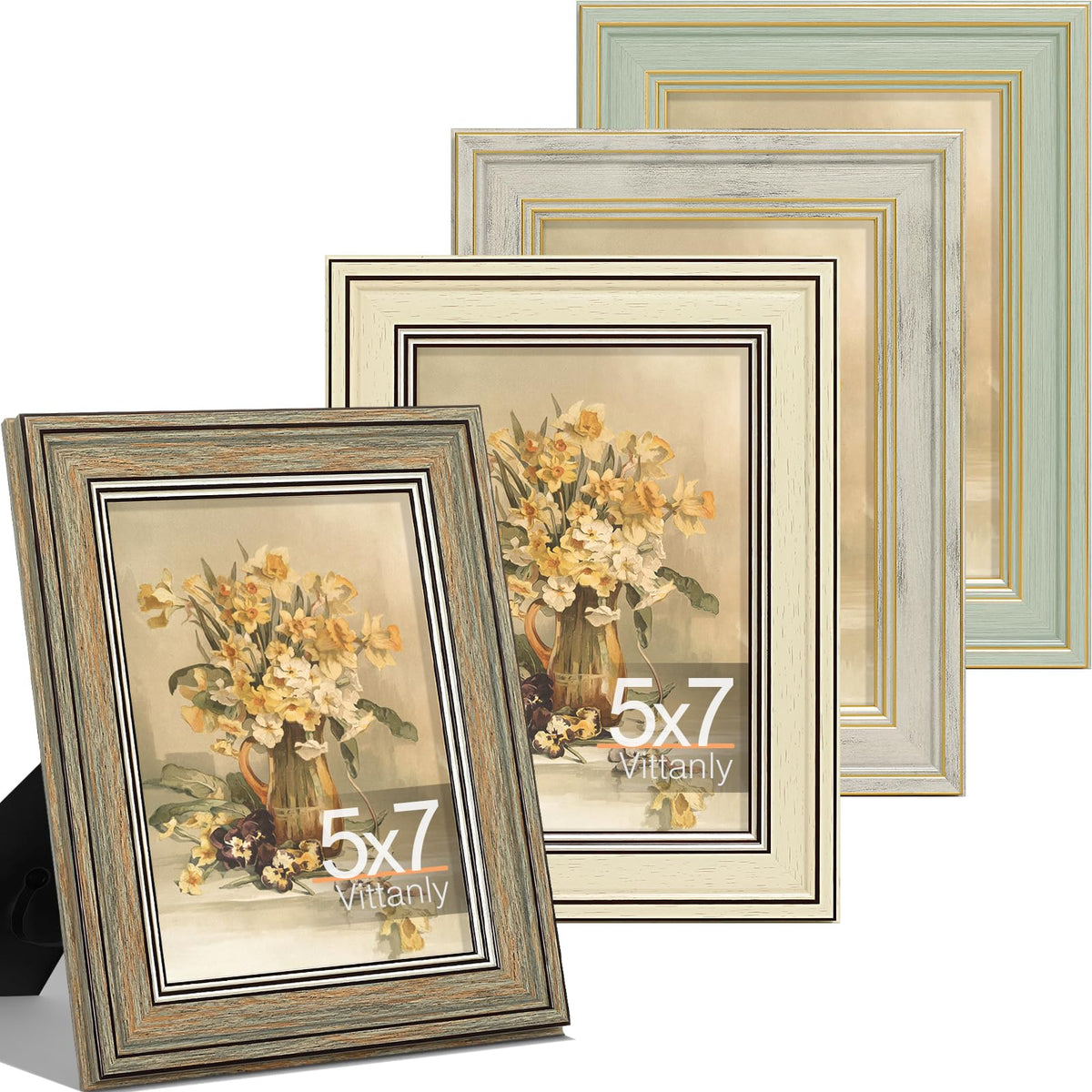 Vittanly 5x7 frame set for wall or tabletop display, showcase memories clearly.