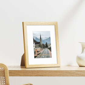 Vittanly engineered wood oak finish frames offer sturdy, timeless presentation.