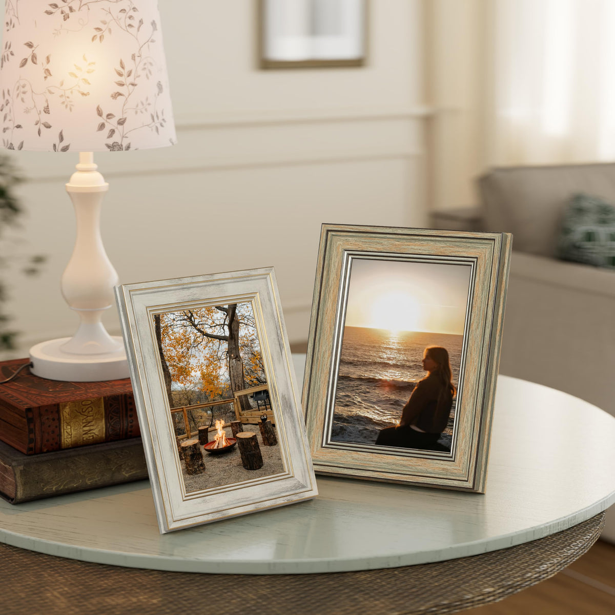 Vittanly multicolour frames for 5x7 photos brighten shelves and mantels.