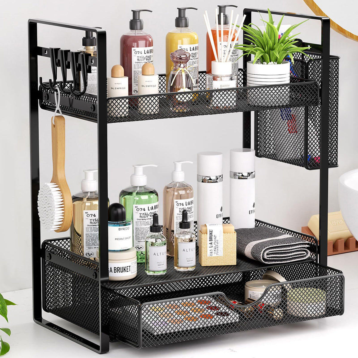 VITVITI 2-tier bathroom organizer with drawer on countertop for small item storage