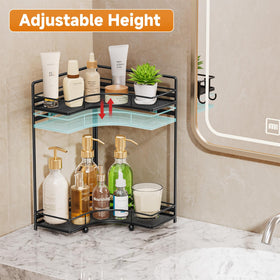 Organizer on counter with four extra hooks for small items.