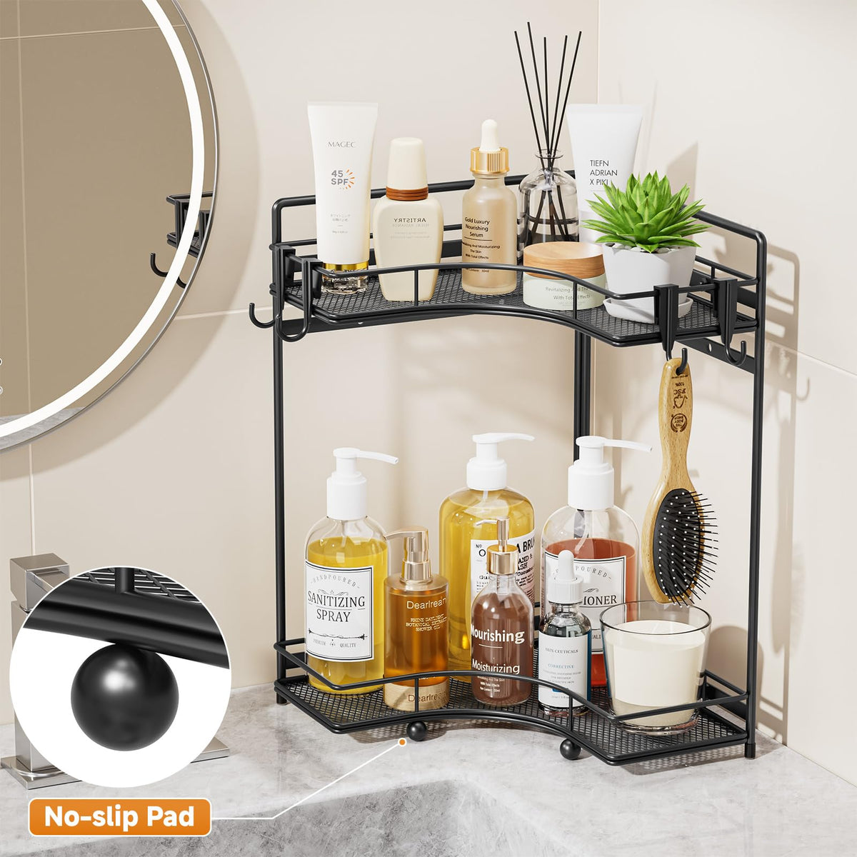Top tier of VITVITI organizer showing adjustable height for tall items.