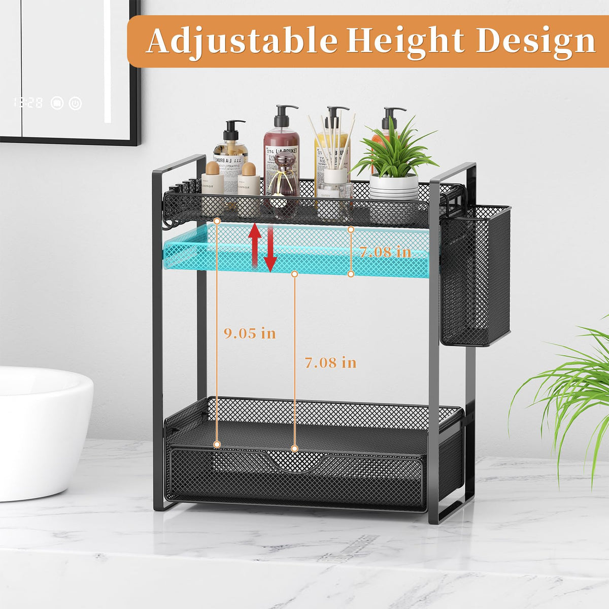 VITVITI metal mesh countertop shelf in black for durable storage