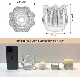 VIVAHEARTH clear crystal glass tealight holders showcase clean light