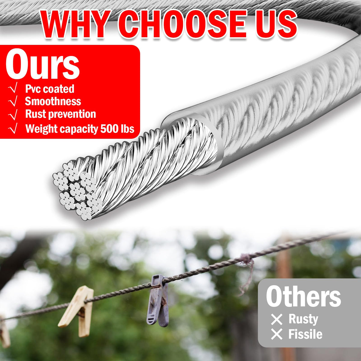 VIVBOO 7x7 braided wire design adds strength and longevity.