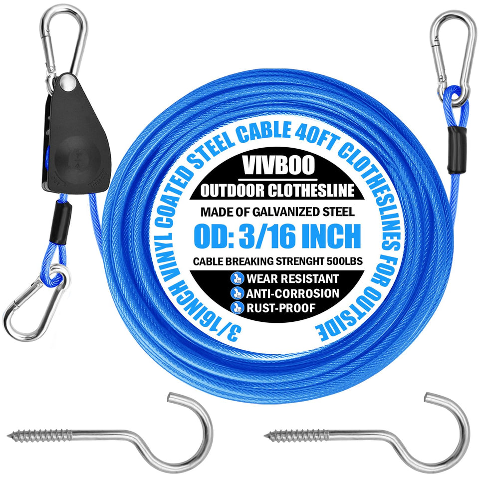VIVBOO 40ft outdoor clothesline setup for efficient air drying