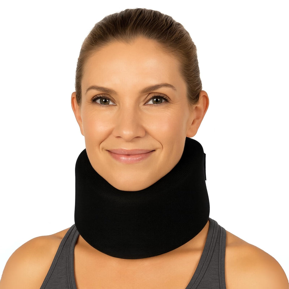 Vive cervical collar front view with soft neck support for daily wear