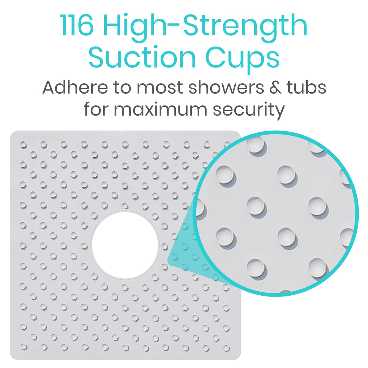Vive Shower Mat textured non-slip surface enhances traction