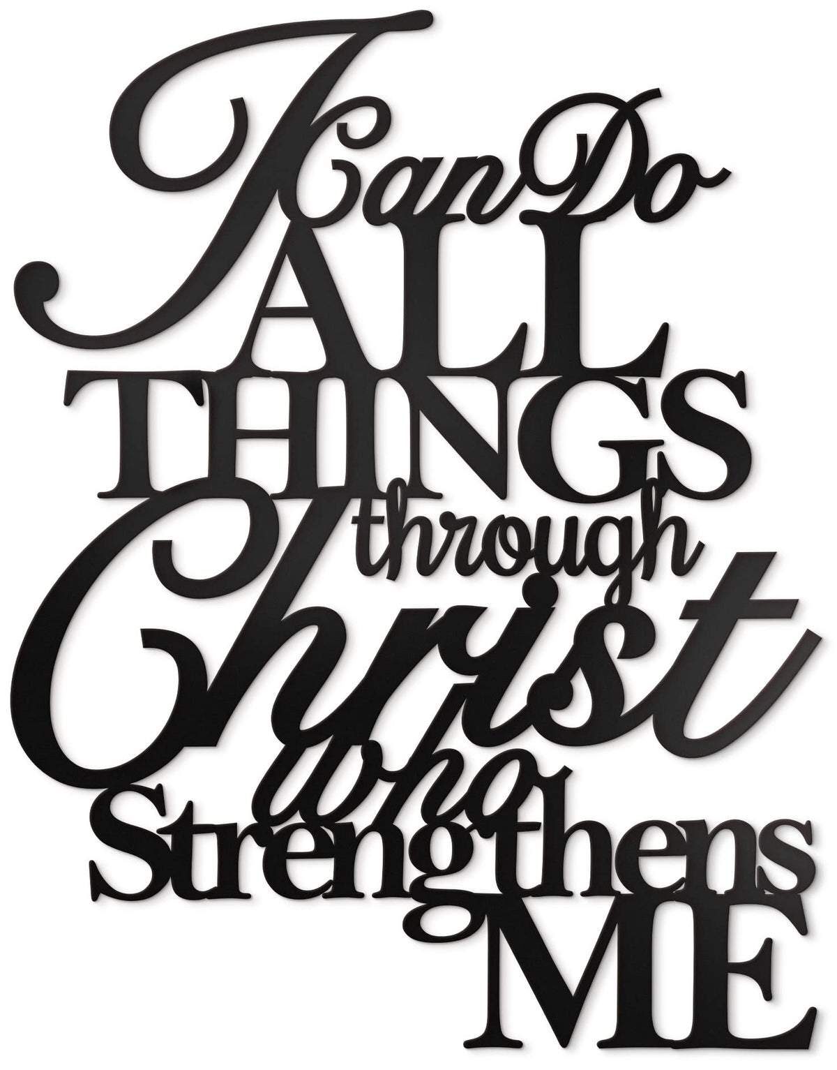 ViveGate I Can Do All Things Through Christ wall decor, front view, adds inspirational focal point.