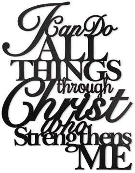 ViveGate I Can Do All Things Through Christ wall decor, front view, adds inspirational focal point.