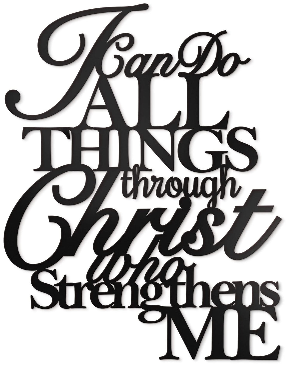 ViveGate I Can Do All Things Through Christ wall decor, front view, adds inspirational focal point.