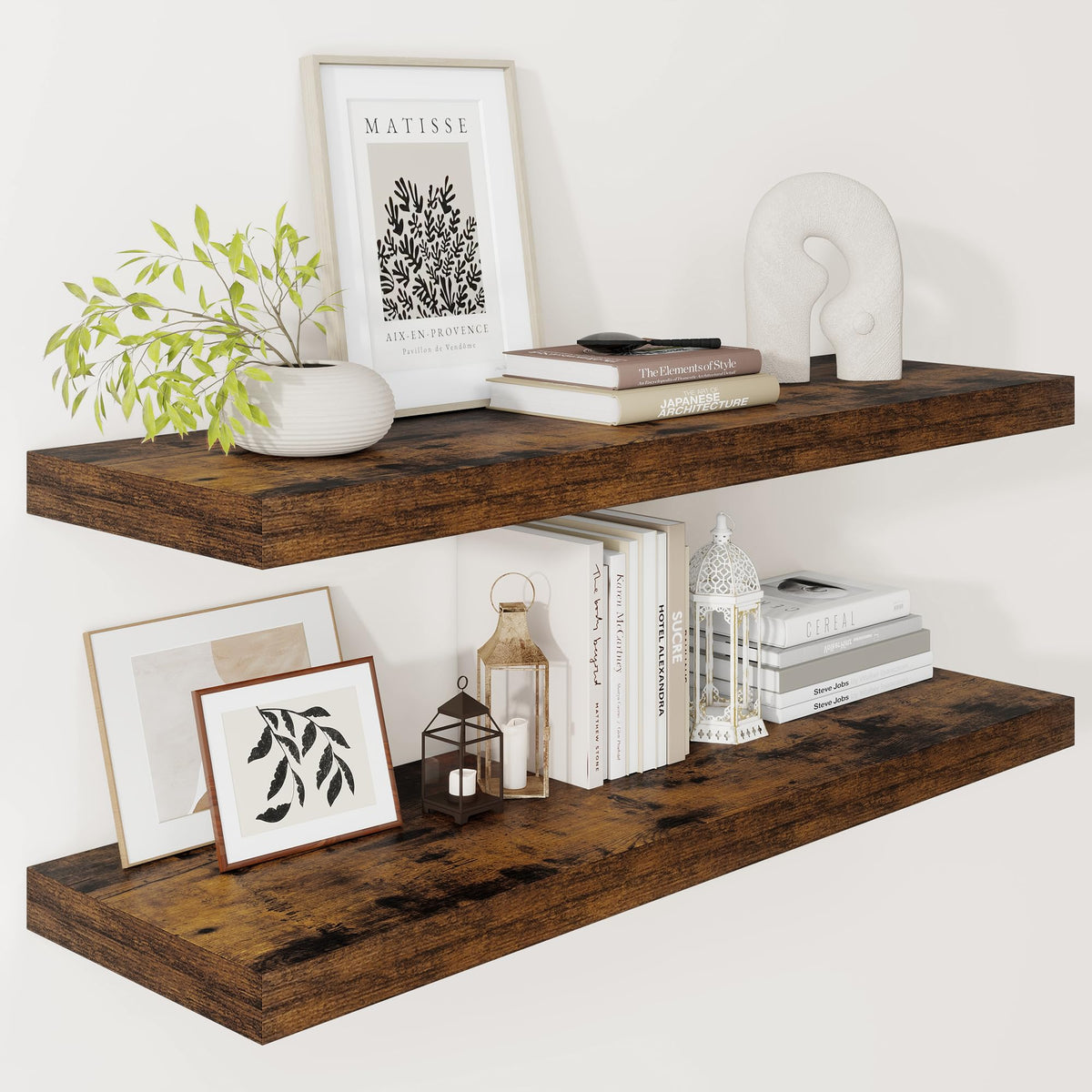 Vivelove 12-inch deep floating shelf in rustic brown for stylish living room storage