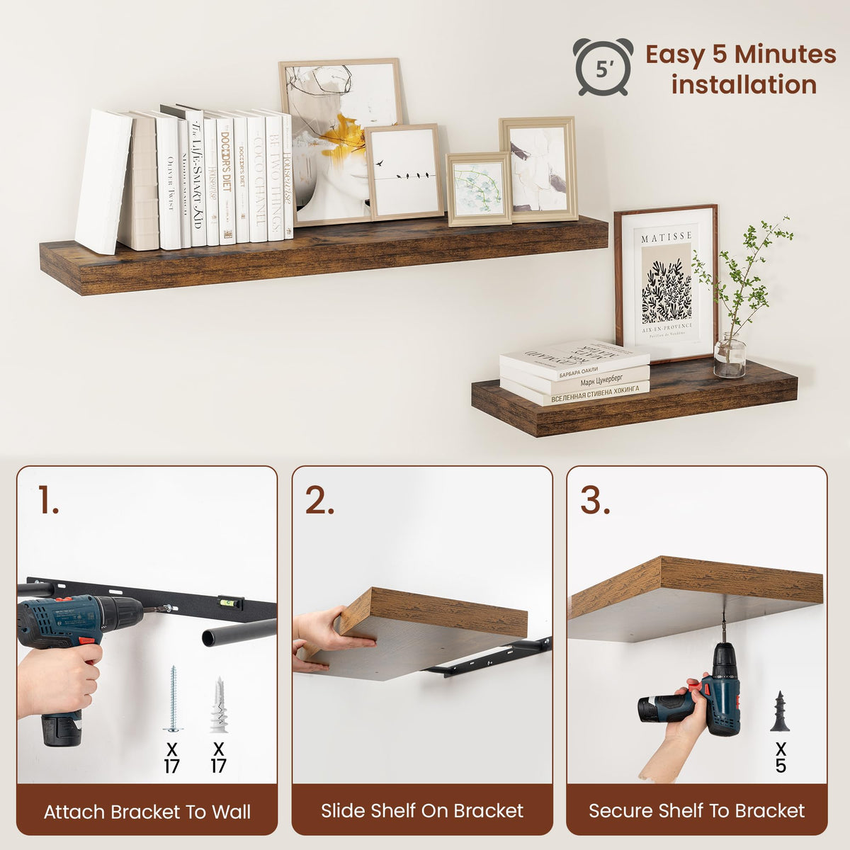 Vivelove shelf displays succulents and small keepsakes with farmhouse charm