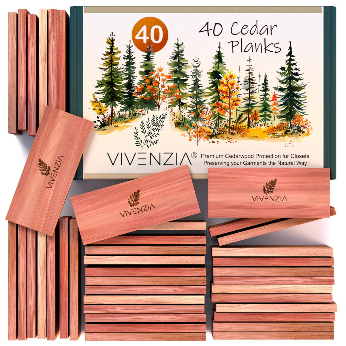 Vivenzia cedar blocks in a closet deliver natural freshness for garments