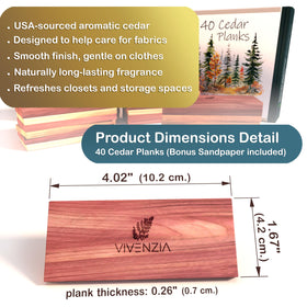 Shelf placement with Vivenzia cedar blocks emits a subtle wood aroma