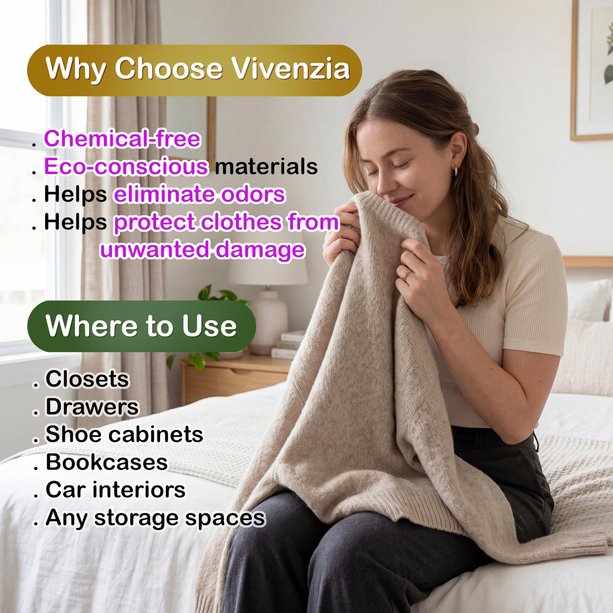 VIVENZIA cedar chips for clothes storage and protection
