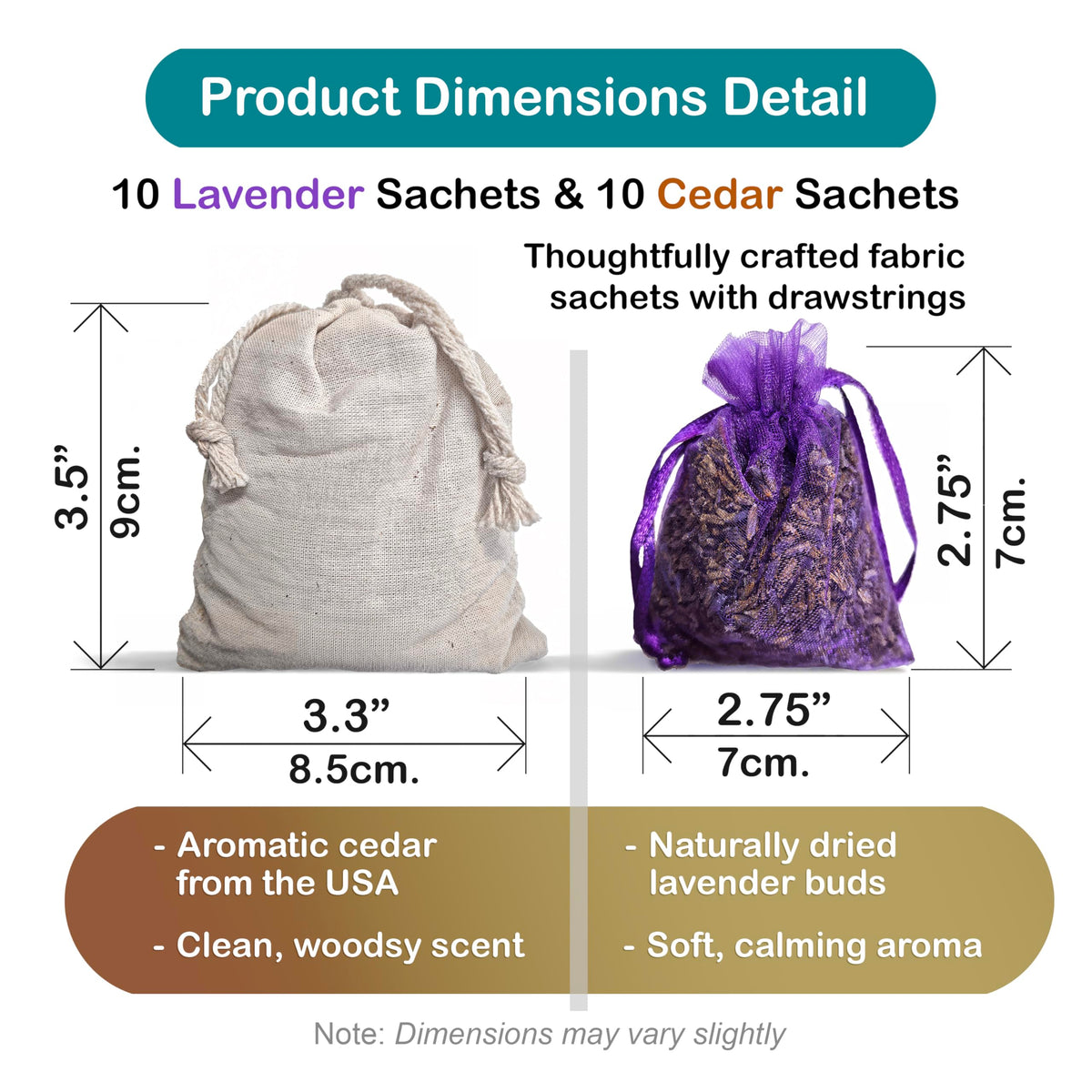VIVENZIA lavender sachets in a closet imparting a gentle aroma