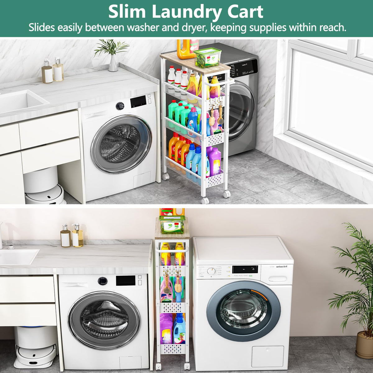 Vivihomety Slim Cart in kitchen keeps spices neatly within reach