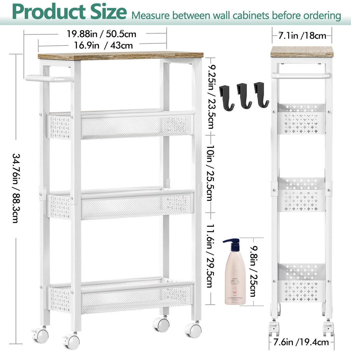 Vivihomety Cart with 360° swivel casters enabling easy maneuvering