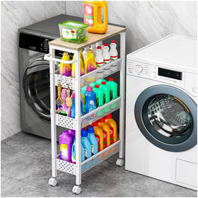 Vivihomety Utility Slim Cart wood top for stylish kitchen storage
