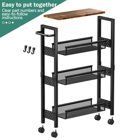 Vivihomety easy-assembly cart ships with labeled parts for quick setup.