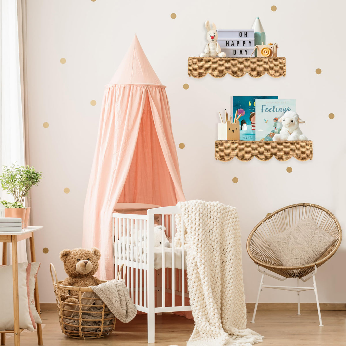 VIVIKA flexible hanging nursery book shelf offers versatile display options