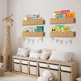 VIVIKA handwoven nursery floating shelf adds natural warmth to walls
