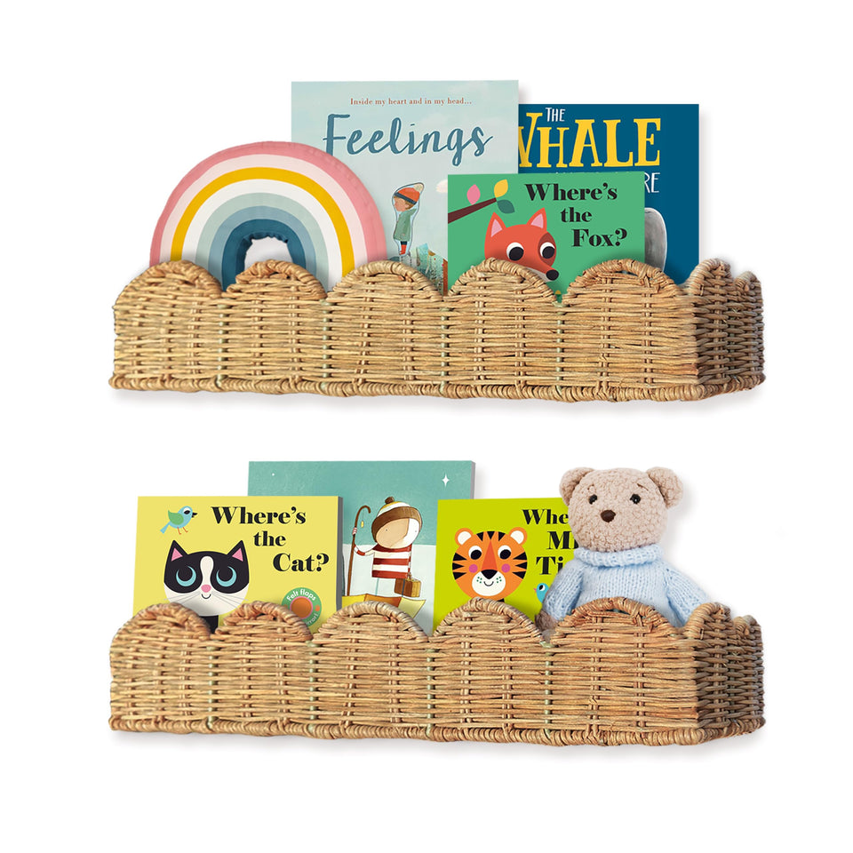 VIVIKA nursery shelves set of 2 with scalloped edges, ideal for children's books