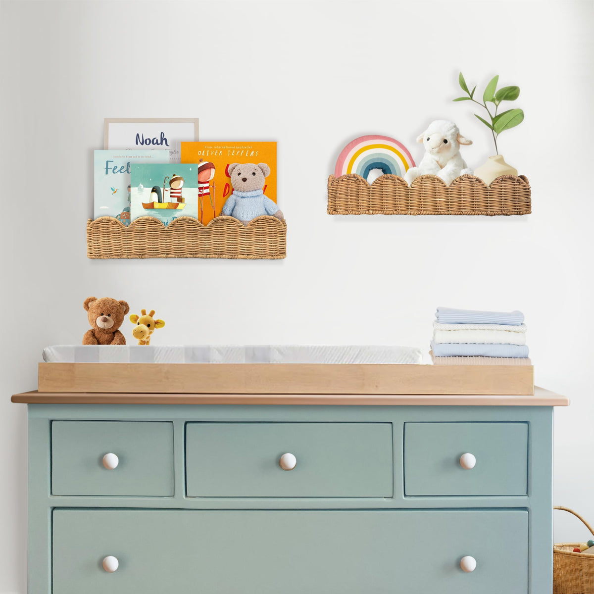 VIVIKA wall-mounted nursery shelf boho style for cozy playroom storage