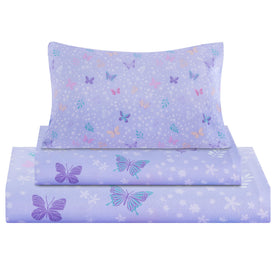 Viviland butterfly floral twin sheet set on bed showing cozy design