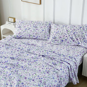 Viviland Floral Queen Sheet Set care instruction suggests easy cold wash and tumble dry.