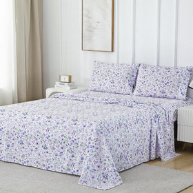 Viviland Floral Queen Sheet Set deep-pocket close-up shows secure fit with 15-inch pocket.