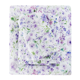 Viviland Floral Queen Sheet Set fabric texture reveals ultra-soft microfiber for comfortable all-season sleep.