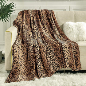 Viviland leopard-print blanket close-up with plush texture for all-season warmth.