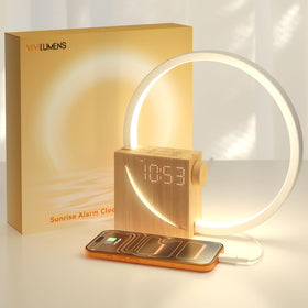 Vivilumens Sunrise Alarm Clock front view showing sunrise simulation for a gentle wake
