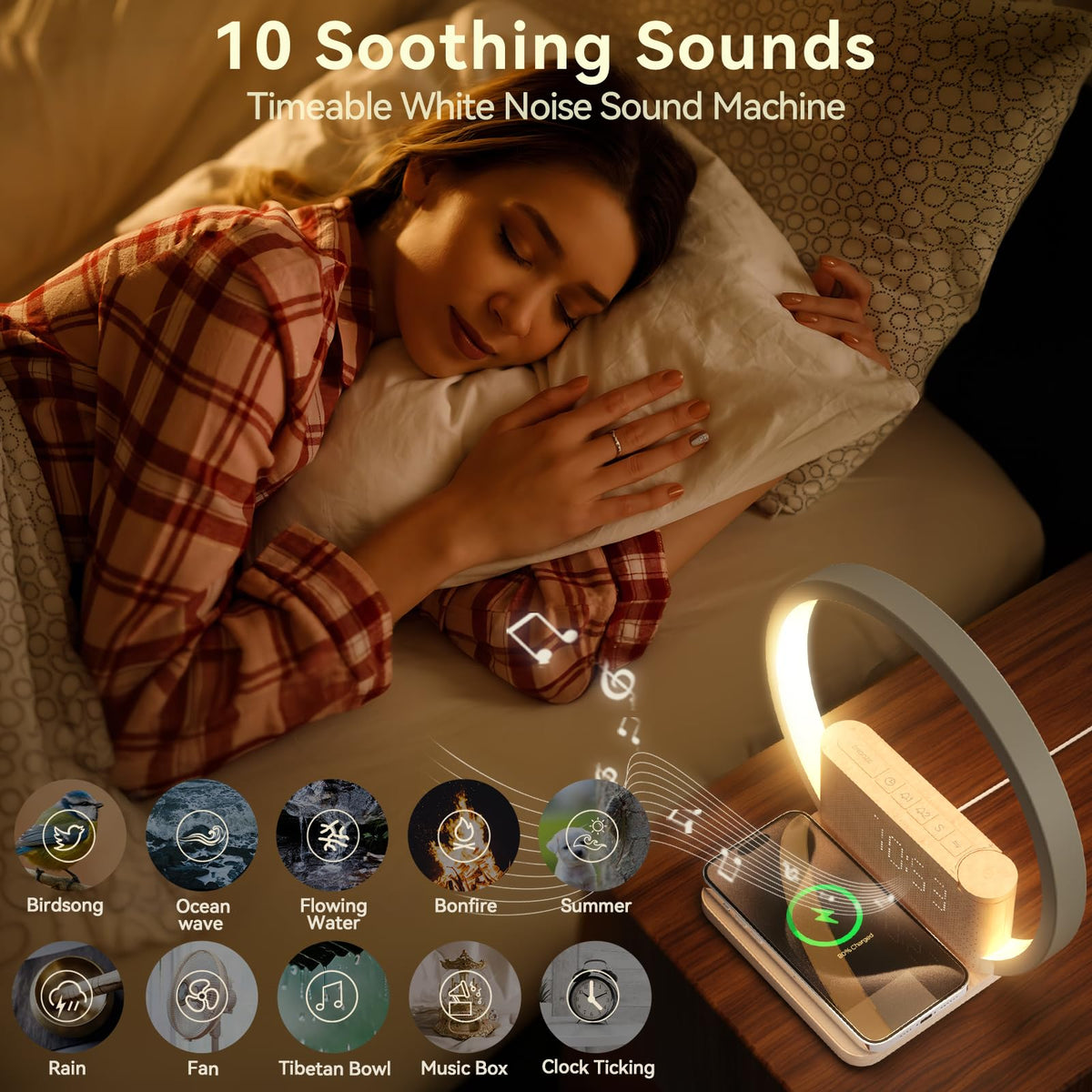Vivilumens Sunrise Alarm Clock night light providing soft illumination at night